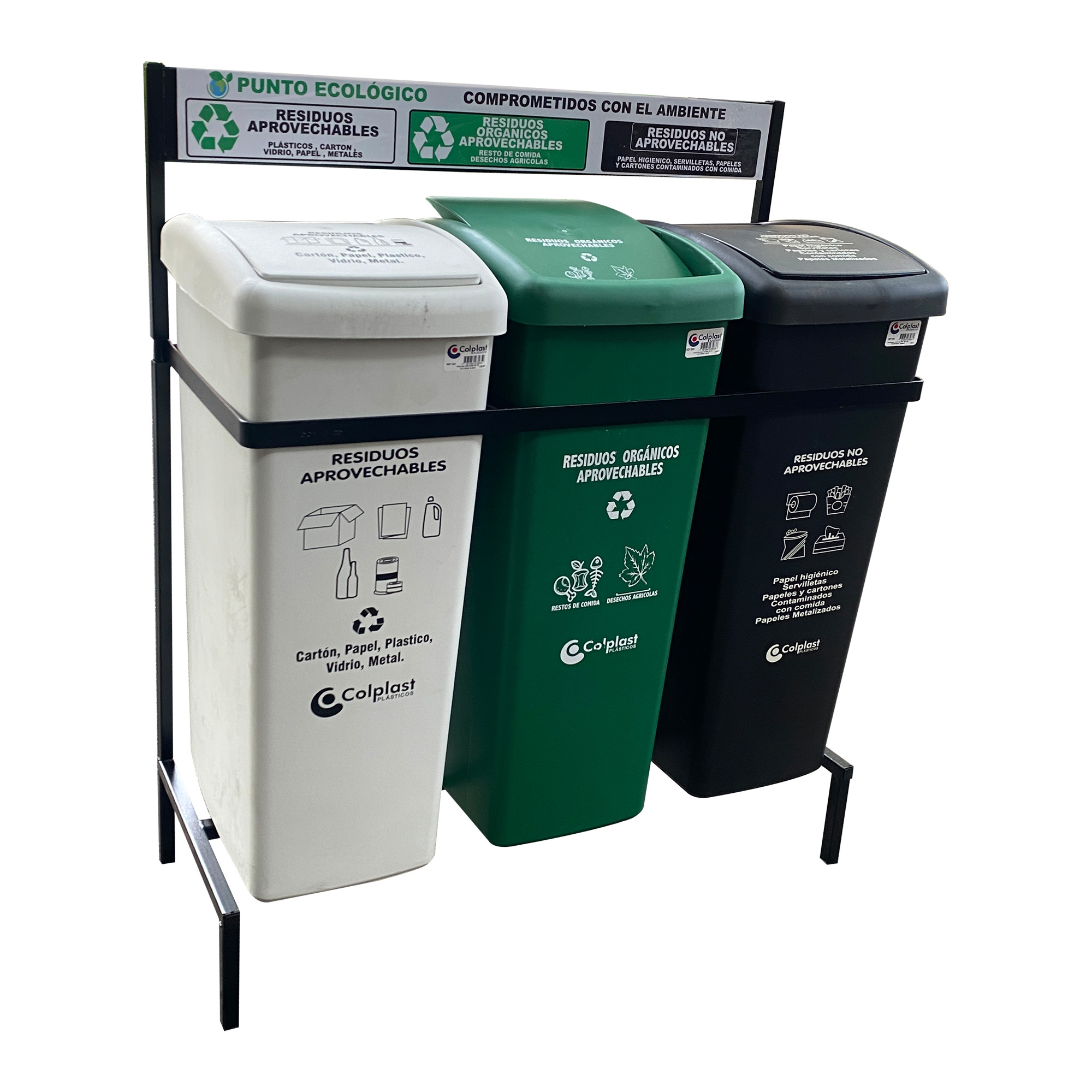 Punto Ecológico 3 Puestos 55 Litros- Muebles Plásticos El Rey